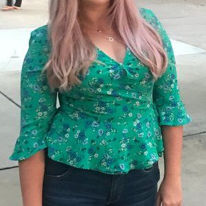 Divided by H&M Women's Teal Wrap Blouse Size 10